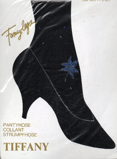 (image for) Tiffany Fancy Legs Black Plain Knit Tights with Green Leaves and Gold Spotss